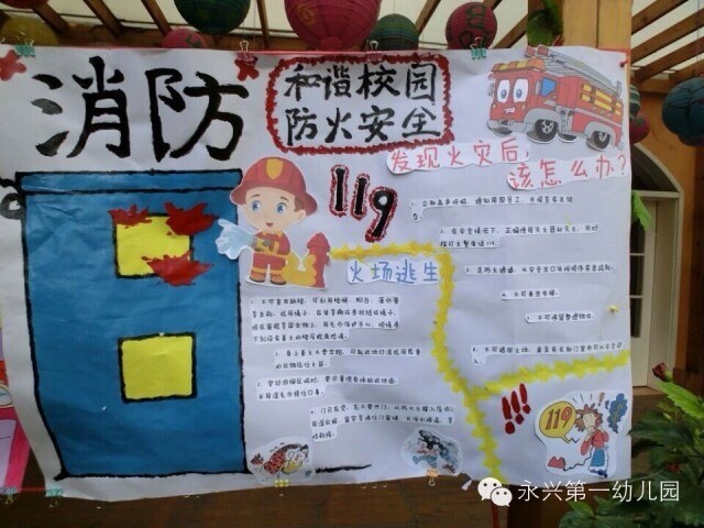 永兴第一幼儿园消防安全海报展示_永兴第一幼儿园欢迎